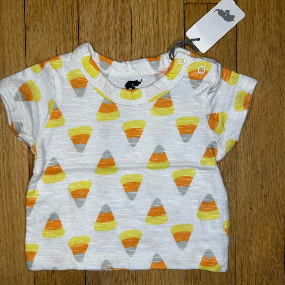 Monica + Andy 0-3M Candy Corn Patterned Shirt